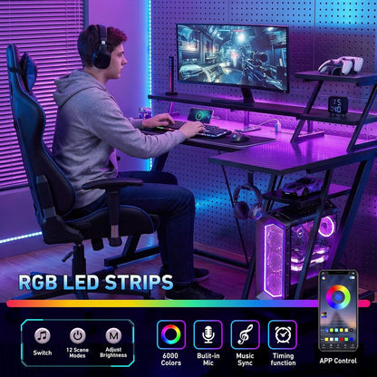 40 Inch Ergonomically Optimized Gaming Desk With LED