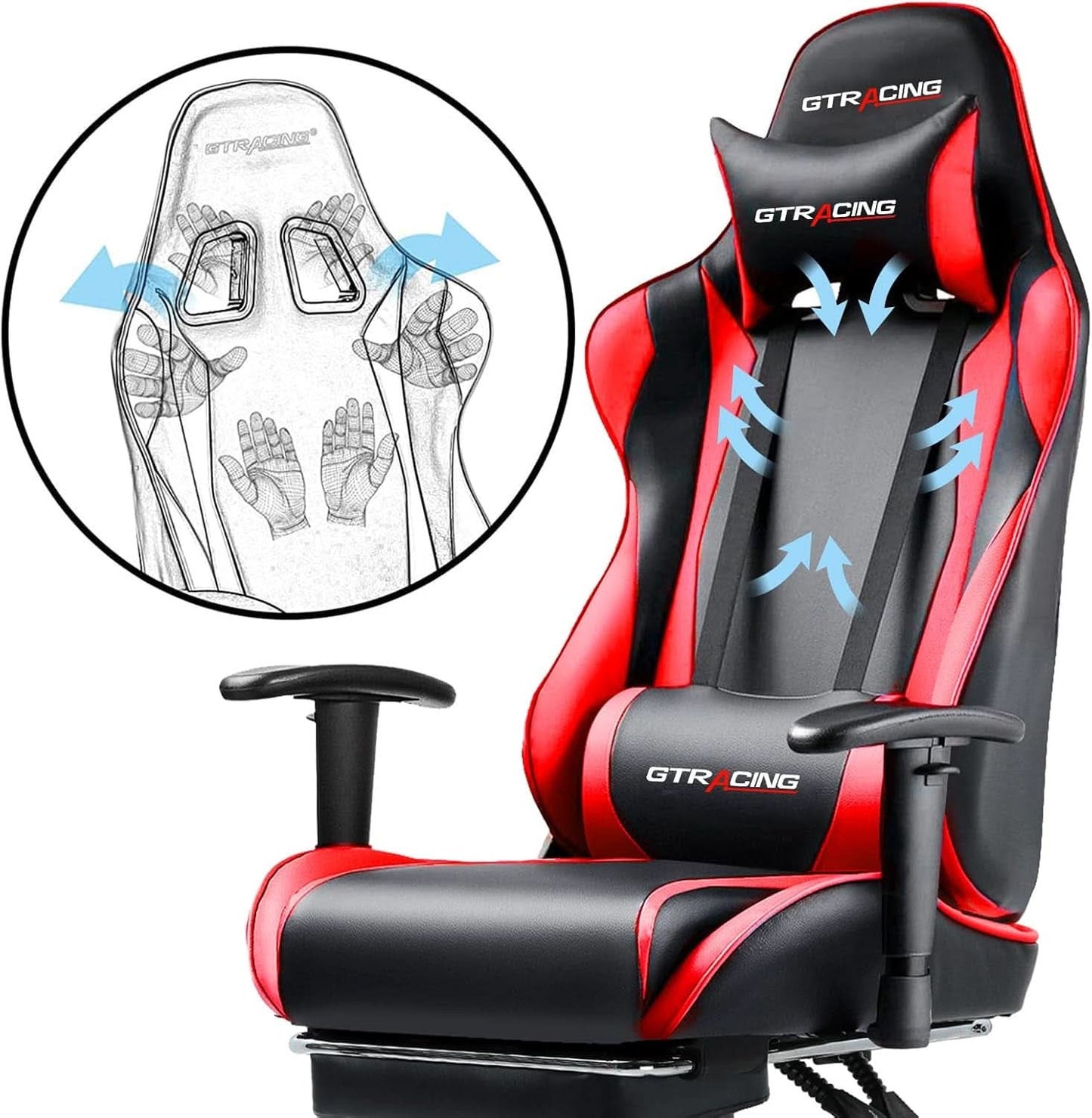 Brick Red Ergonomic Gaming Chair With Footrest And Reclining-4