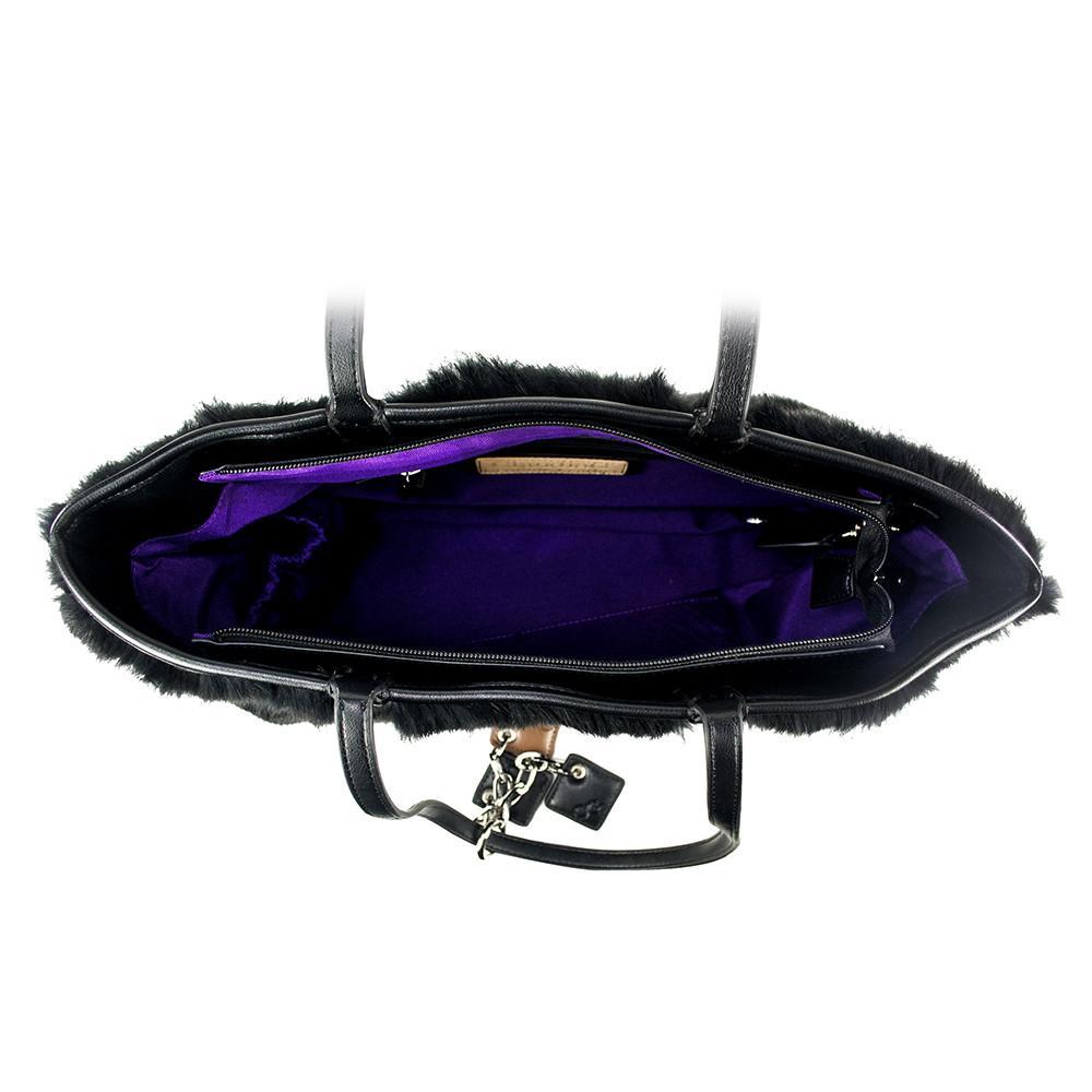 Olivia Fur+Leather Handbag - Black-3