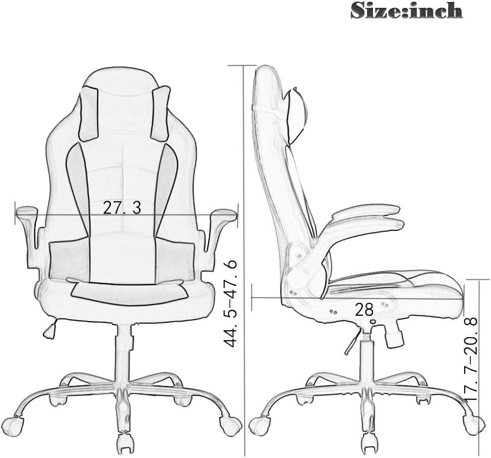 Blue PU Leather Ergonomic Gaming Chair With Lumbar Support-2