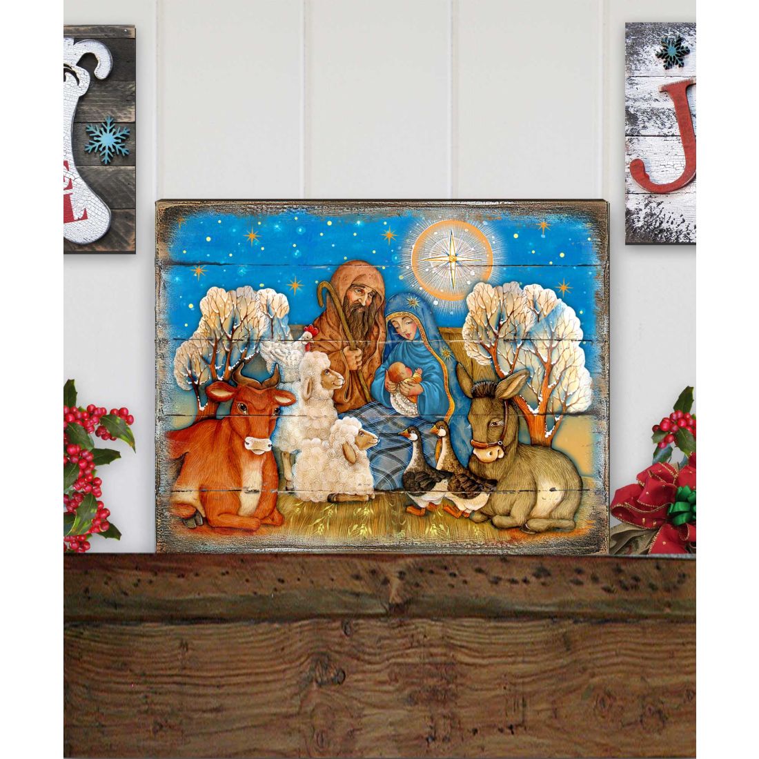 Nostalgic Nativity Wooden Wall Art by G. DeBrekht - Nativity Holiday Decor - 8673852B-2