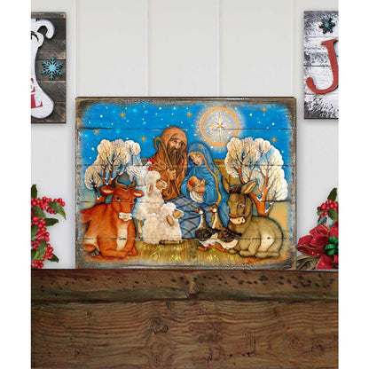 Nostalgic Nativity Wooden Wall Art by G. DeBrekht - Nativity Holiday Decor - 8673852B-2