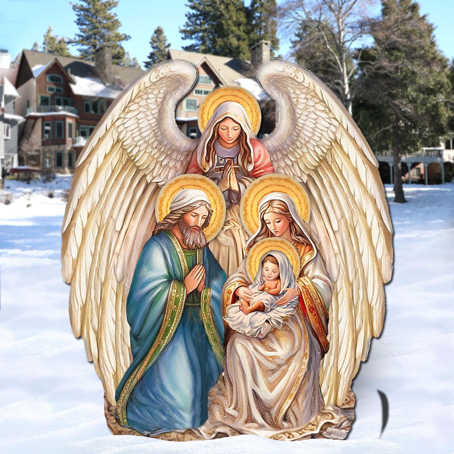 Nativity with Angel Outdoor Decor by G. Debrekht - Nativity Holiday Decor - 8611056F-1