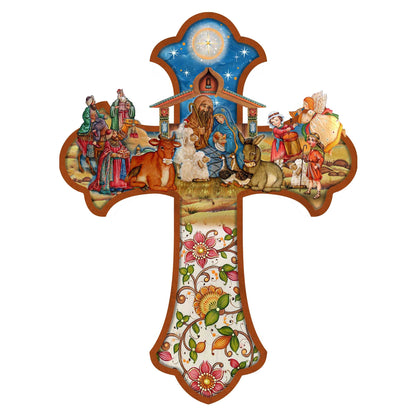 Nativity Cross Outdoor Decor by G. DeBrekht - Nativity Holiday Decor - 8191164F-4