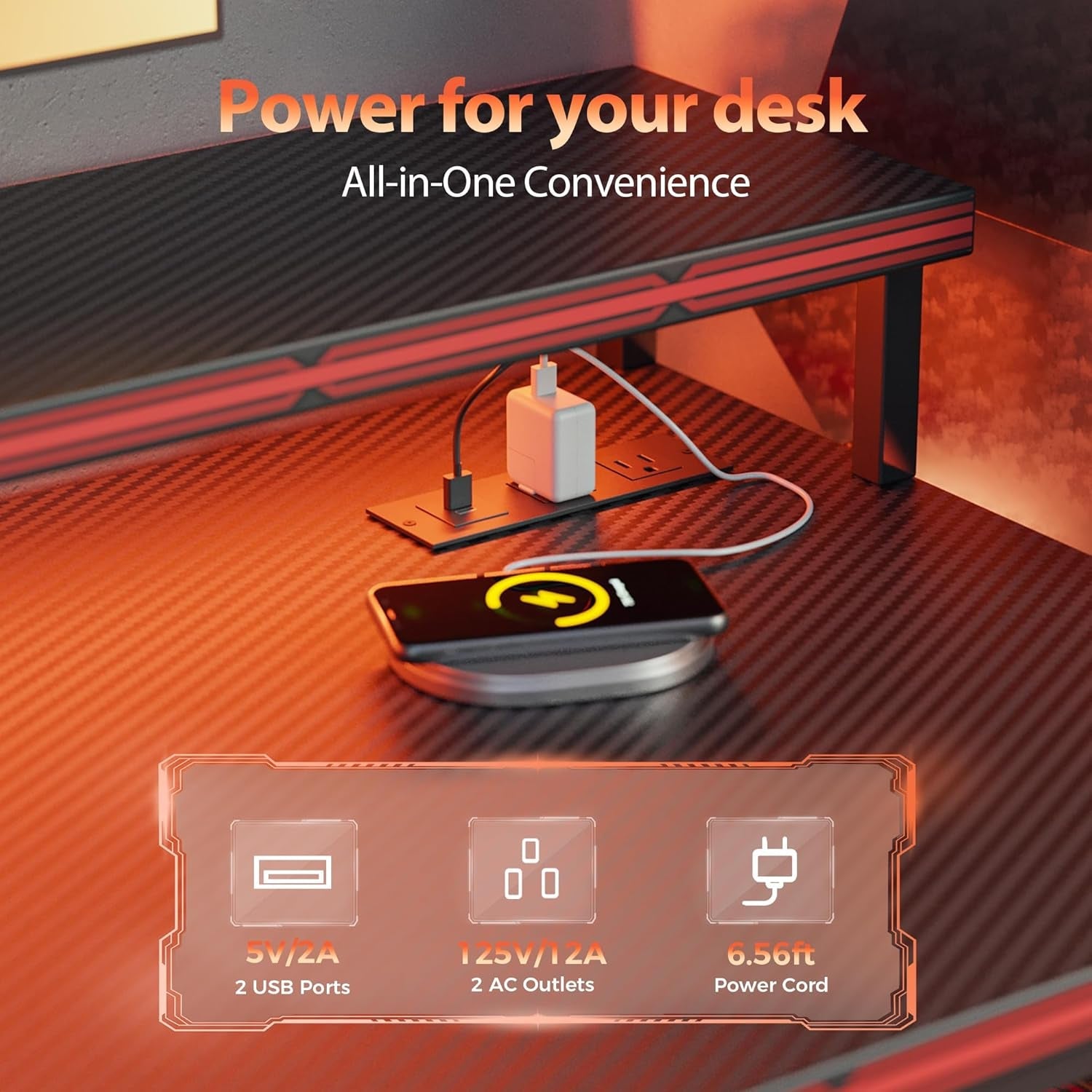 Multifunctional Gaming Desk With Integrated LED Lighting-3