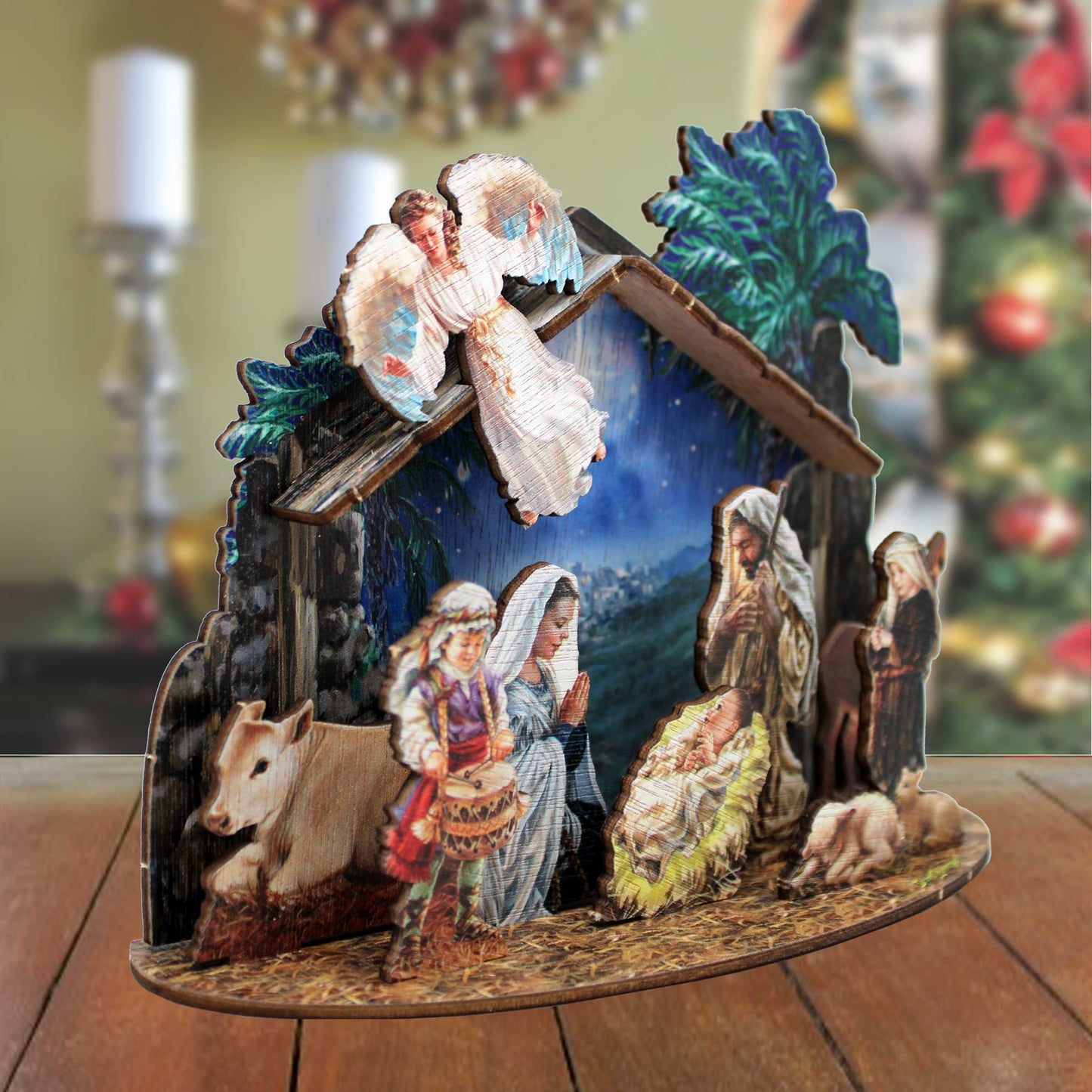 Nativity with Angel Decorative Village Set by D. Gelsinger Nativity Holiday Decor - 852760-1