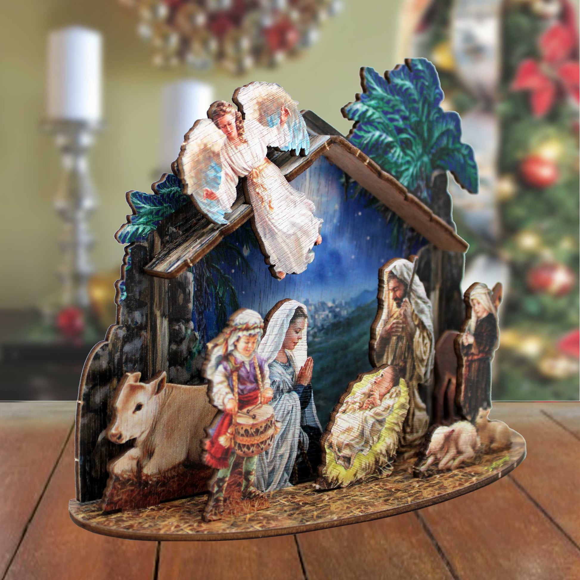 Nativity with Angel Decorative Village Set by D. Gelsinger Nativity Holiday Decor - 852760-1