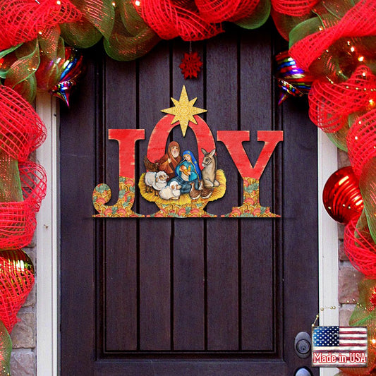 Joy Nativity Christmas Nativity Door Decor by G. DeBrekht - Nativity Holiday Decor - 8121454H-0