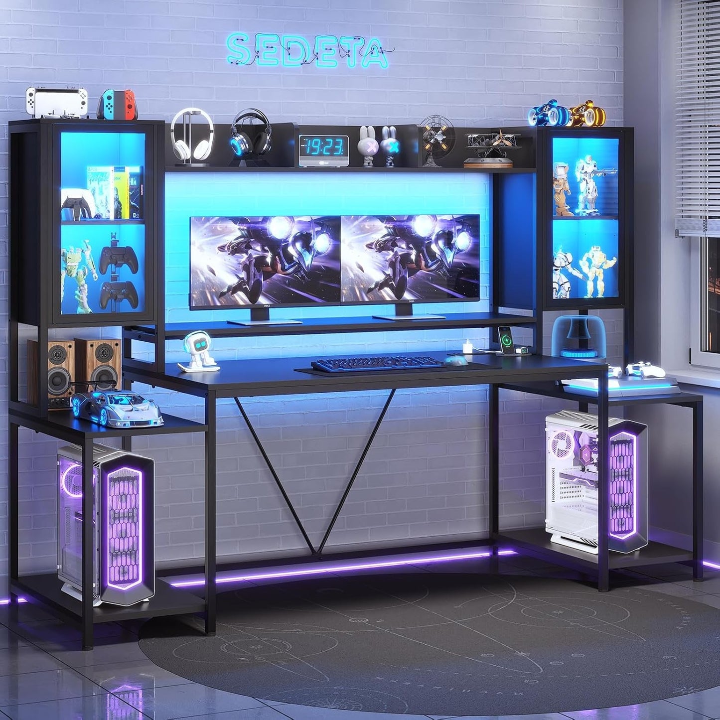 74.8Inch Ergonomically Engineered Gaming Desk LED Lights