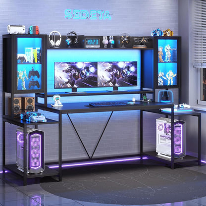 74.8Inch Ergonomically Engineered Gaming Desk LED Lights