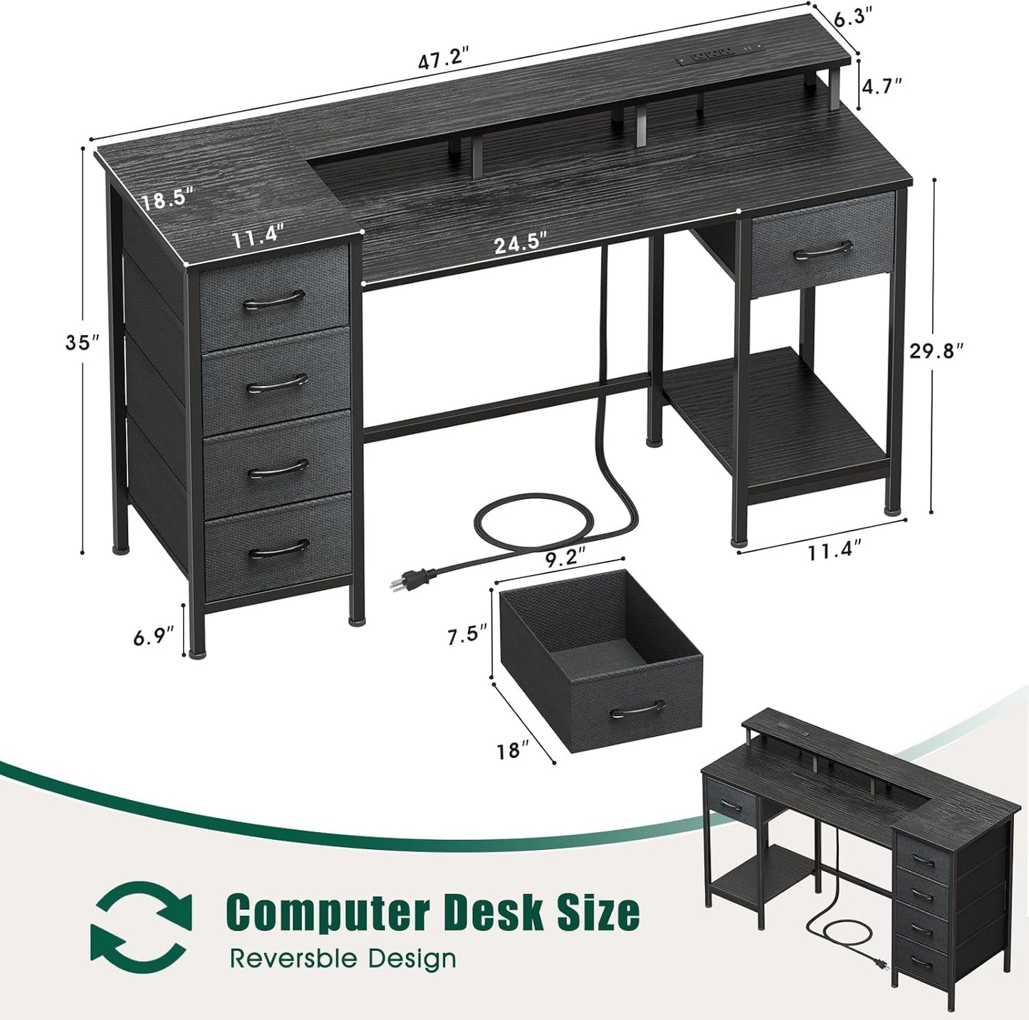 Forty Seven Inch Gaming Desk With RGB LED Illumination-1