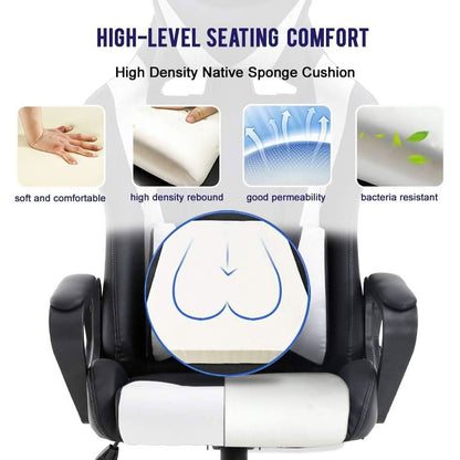 Ergonomic Gaming Chair White With Lumbar Support High Back-3