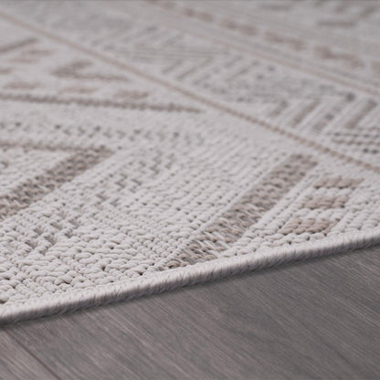 Outdoor Rug for Patio or Balcony Modern flatweave Boho Trellis in Cream Beige-4