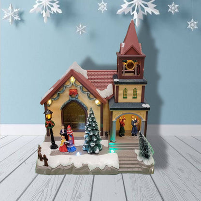Church - Christmas Village House with LED Lights F07M4-3-W229-1