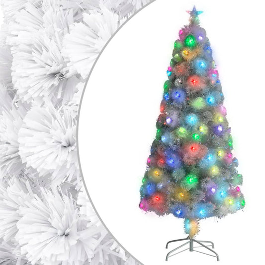 vidaXL Artificial Christmas Tree with LED White 5 ft Fiber Optic