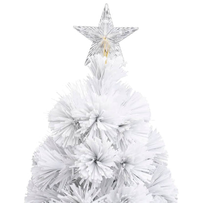 vidaXL Artificial Christmas Tree with LED White 5 ft Fiber Optic