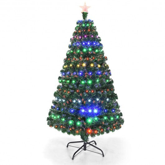 5' / 6' / 7' Multicolor LED Fiber Optic Artificial Christmas Tree-5' - Color: Green - Size: 5 ft