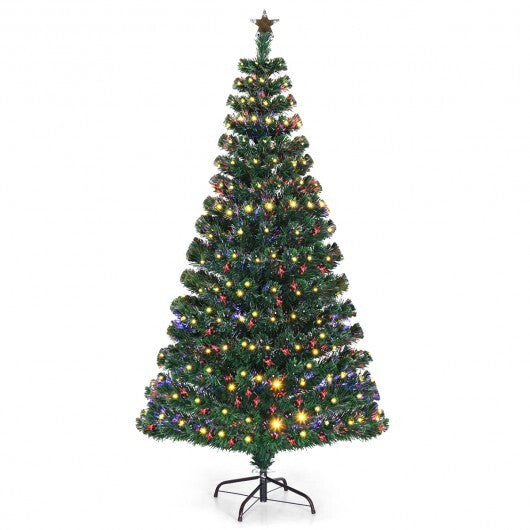 5'/6'7' LED Fiber Optic Artificial Christmas Tree w/ Top Star-5' - Color: Green - Size: 5 ft